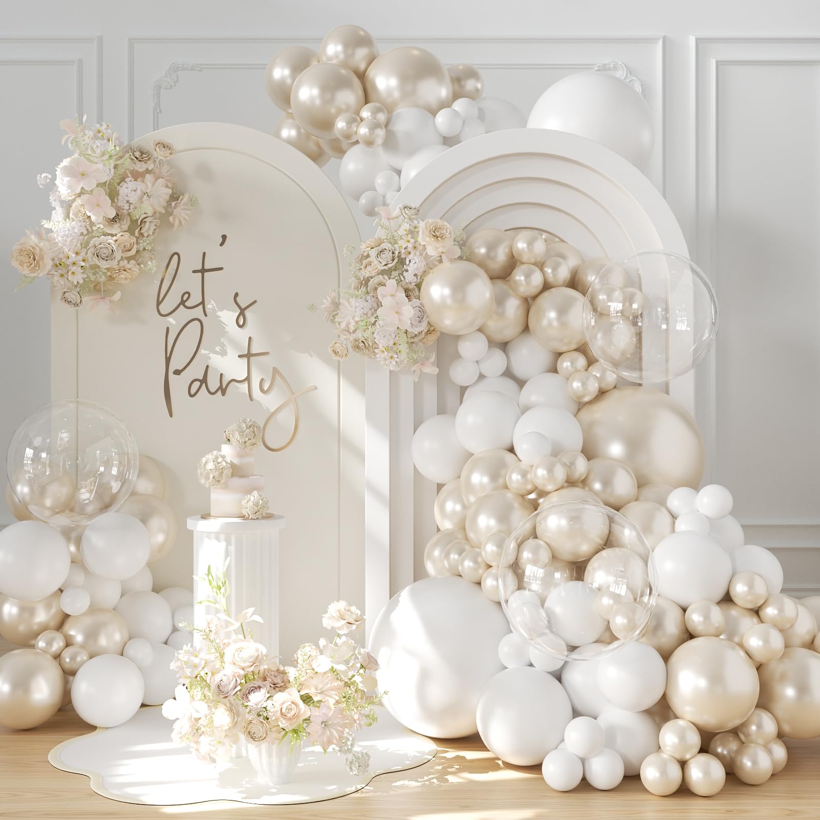 LANGASQUE Pearl White Balloon Arch Kit – 101pcs Double Stuffed Balloons for Wedding, Bridal Shower, Birthday Party Decor