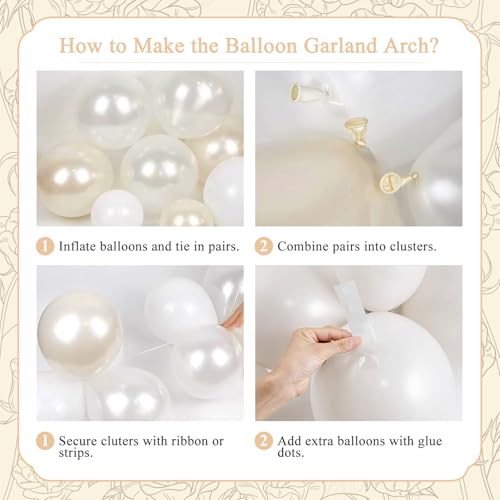 LANGASQUE Pearl White Balloon Arch Kit – 101pcs Double Stuffed Balloons for Wedding, Bridal Shower, Birthday Party Decor