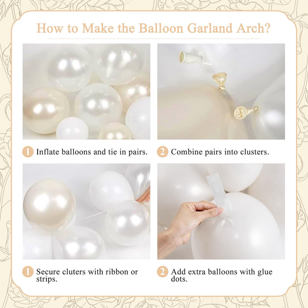 LANGASQUE Pearl White Balloon Arch Kit – 101pcs Double Stuffed Balloons for Wedding, Bridal Shower, Birthday Party Decor