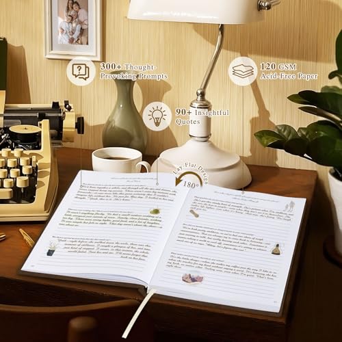 Lanpn Dad Life Story Journal – 300+ Prompts, Faux Leather Cover, 108 Pages – Guided Memory Keepsake for Fathers