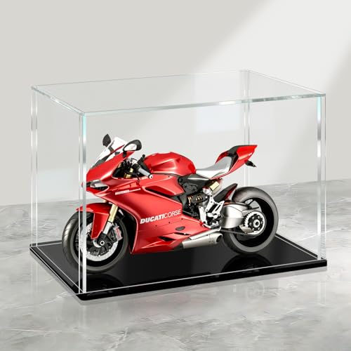 LANSCOERY Acrylic Display Case 6x4x4 - Thickened UV-Resistant Showcase with LED Light and Scraper