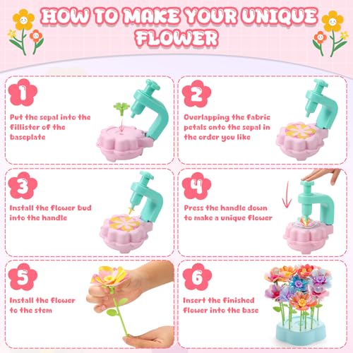 LansinLife DIY Flower Bouquet Kit for Girls – Creative Arts & Crafts Gift for Kids Ages 4-9