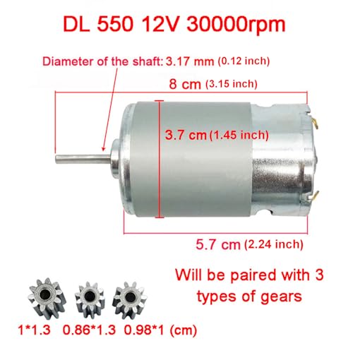LANYINDI 12V 550 Motor 30000RPM High Torque DC Drive Motor Upgrade for Ride On Toys with 3 Gear Options
