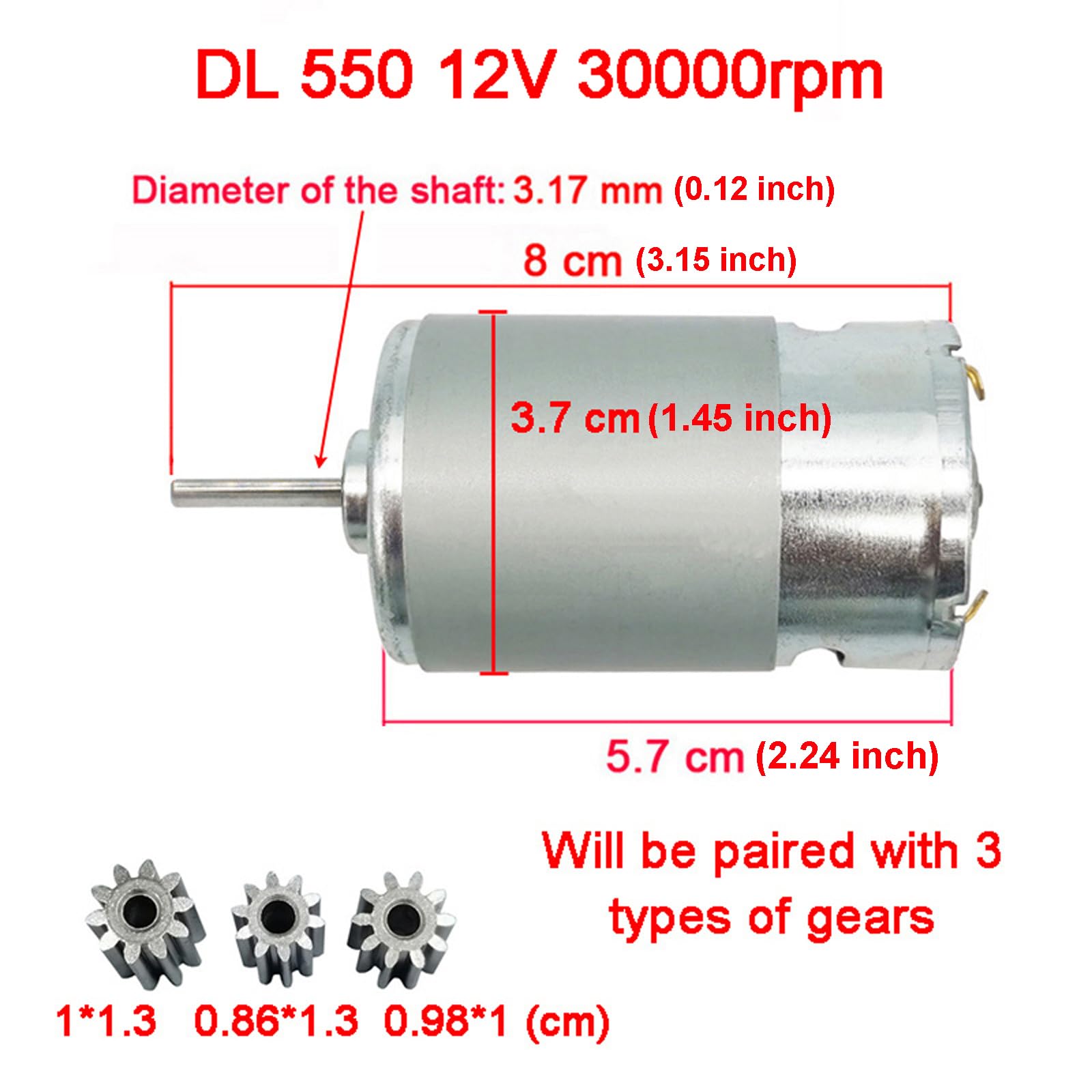 LANYINDI 12V 550 Motor 30000RPM High Torque DC Drive Motor Upgrade for Ride On Toys with 3 Gear Options