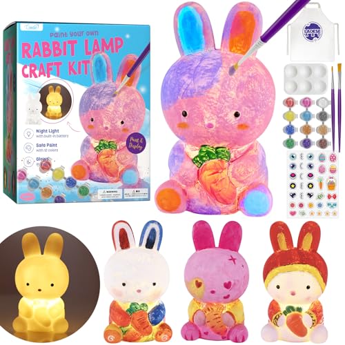 LAOESE Paint Your Own Bunny Lamp Kit – DIY Craft Night Light for Kids