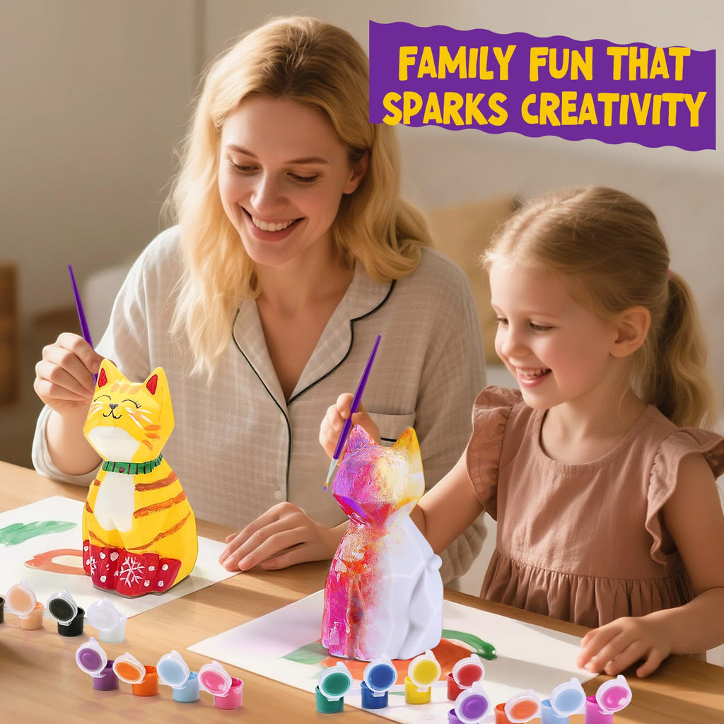 LAOESE Paint Your Own Cat Lamp Kit – Kids Craft Night Light for Ages 6-12