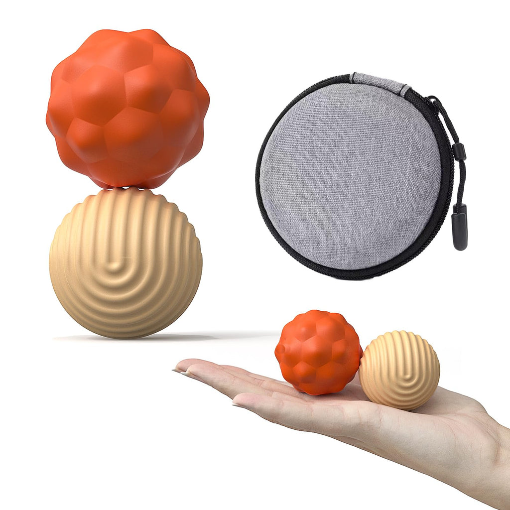 Large 40mm Silicone Magnetic Fidget Balls – 2 Pack Stress Relief Toys for Adults with Textured Grips and Carrying Case