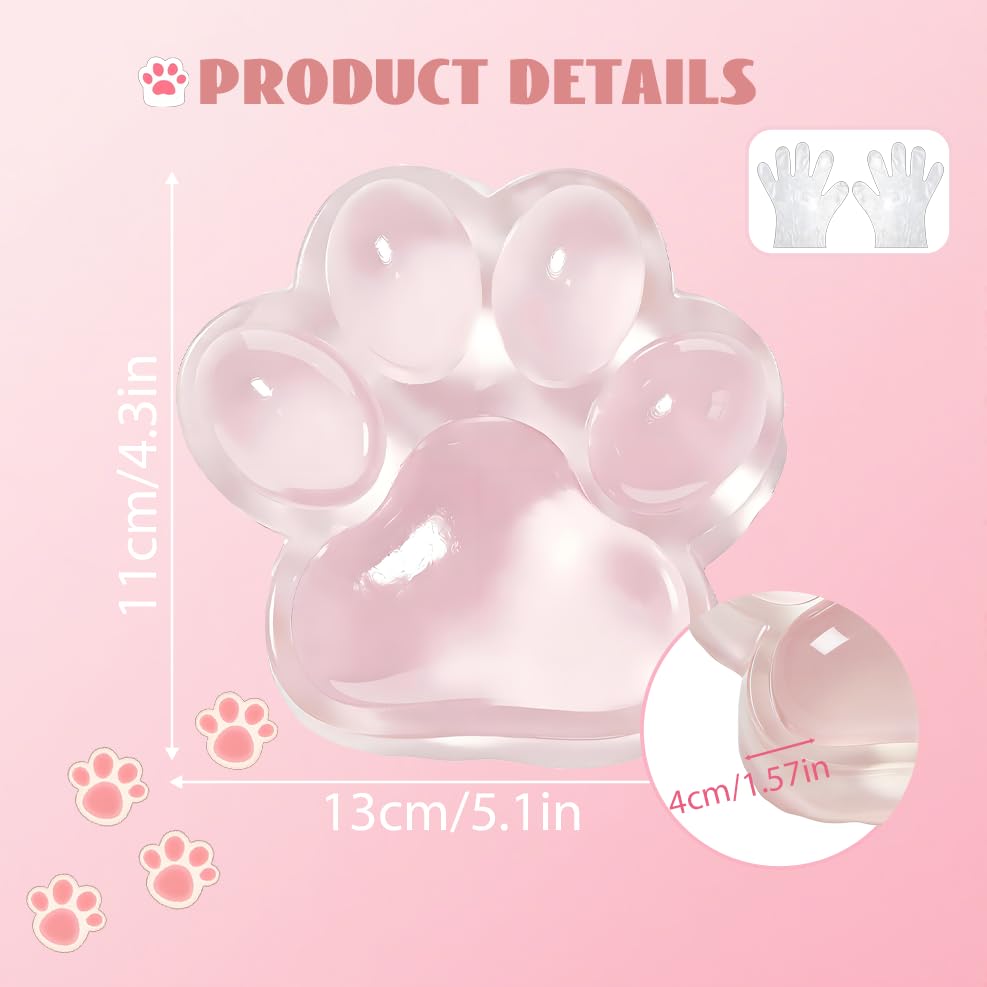 Large 5-Inch Cat Paw Squishy Toy - Transparent Pink Stress Relief Fidget for Adults