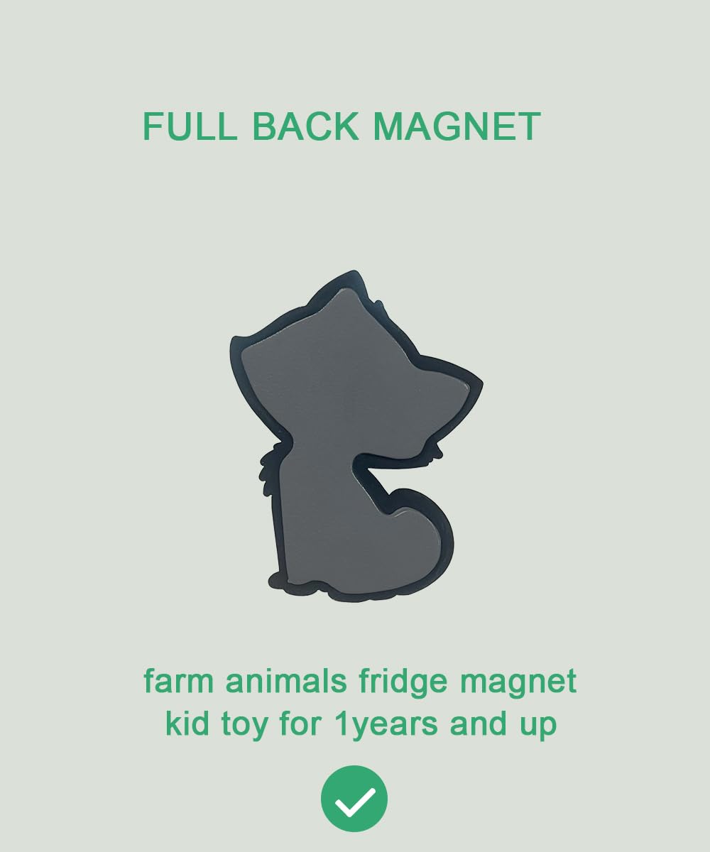 Large Farm Animal Fridge Magnets for Toddlers 1-3 - 10 Piece Set with Full Back Magnet, Safe PVC, Easy to Clean