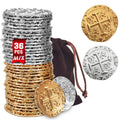 Large Metal Pirate Coins 36-Piece Set – Gold & Silver Spanish Doubloon Replicas for Board Games, Cosplay, and Treasure Chests