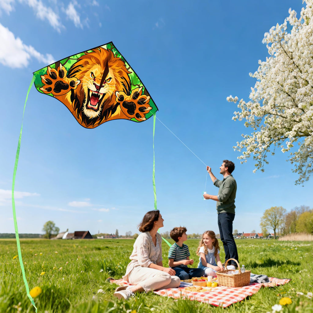 Large YFAFENGS Lion Kite for Kids & Adults – Easy to Fly, with Carry Bag