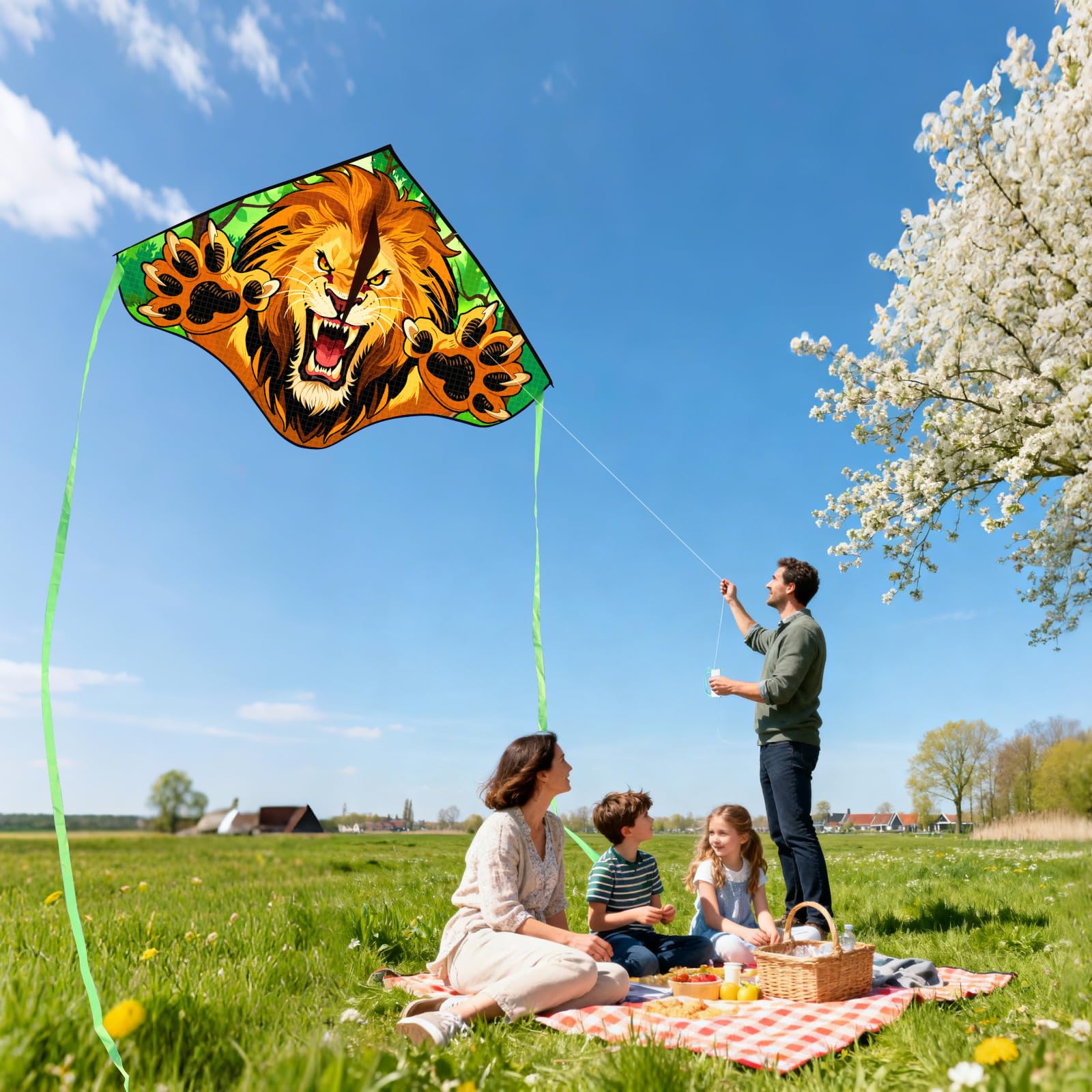 Large YFAFENGS Lion Kite for Kids & Adults – Easy to Fly, with Carry Bag