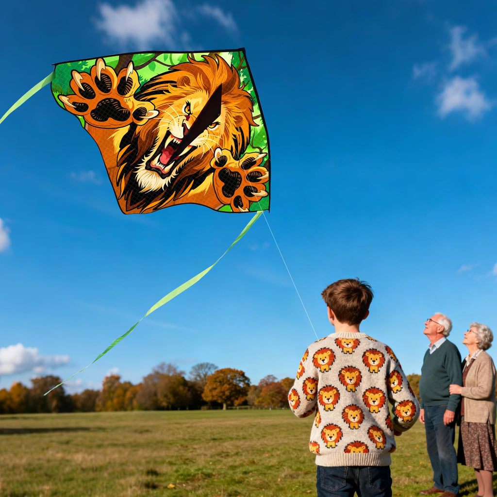 Large YFAFENGS Lion Kite for Kids & Adults – Easy to Fly, with Carry Bag