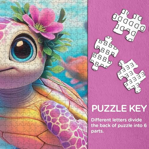 Larkipuzz 1000 Piece Sea Turtle Jigsaw Puzzle for Adults – Ocean Animals & Coral Reef Scene, Large 23.85" Square, Easy-Assembly with ABC Backing