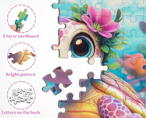 Larkipuzz 1000 Piece Sea Turtle Jigsaw Puzzle for Adults – Ocean Animals & Coral Reef Scene, Large 23.85" Square, Easy-Assembly with ABC Backing