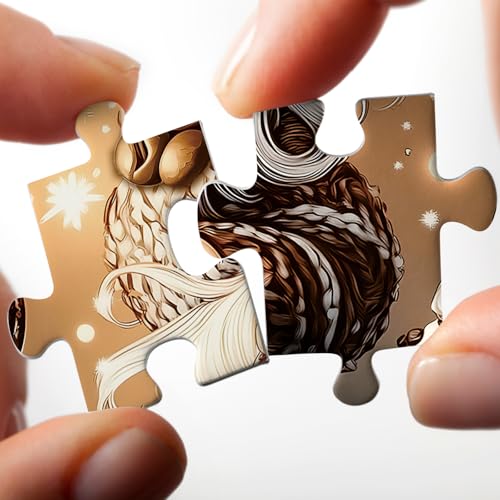 Larkipuzz Funny Gnome Coffee 1000-Piece Jigsaw Puzzle – Whimsical Art Elf with Cupcakes and Latte Art