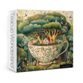 Larkipuzz Teacup Enchanted Garden 1000 Piece Jigsaw Puzzle for Adults – Magic Bird House Nature Art with Lettered Pieces