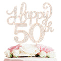 LASKYER 50th Birthday Gold Rhinestone Cake Topper – Cheers to Fifty Years, Metal Sparkly Keepsake