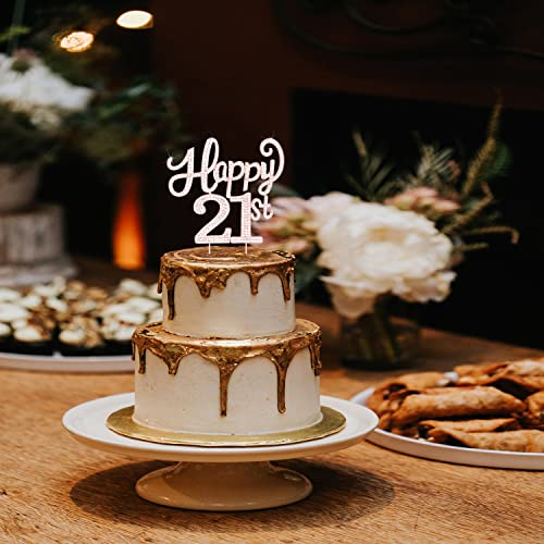 LASKYER Happy 21st Birthday Rose Gold Rhinestone Cake Topper – Keepsake Metal Decor for 21st Birthday Party