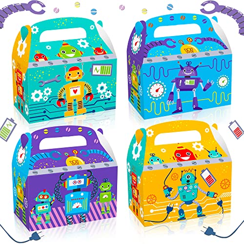 LaVenty 12-Pack Robot Birthday Party Favor Boxes - Cardboard Treat Boxes for Robot Theme Party