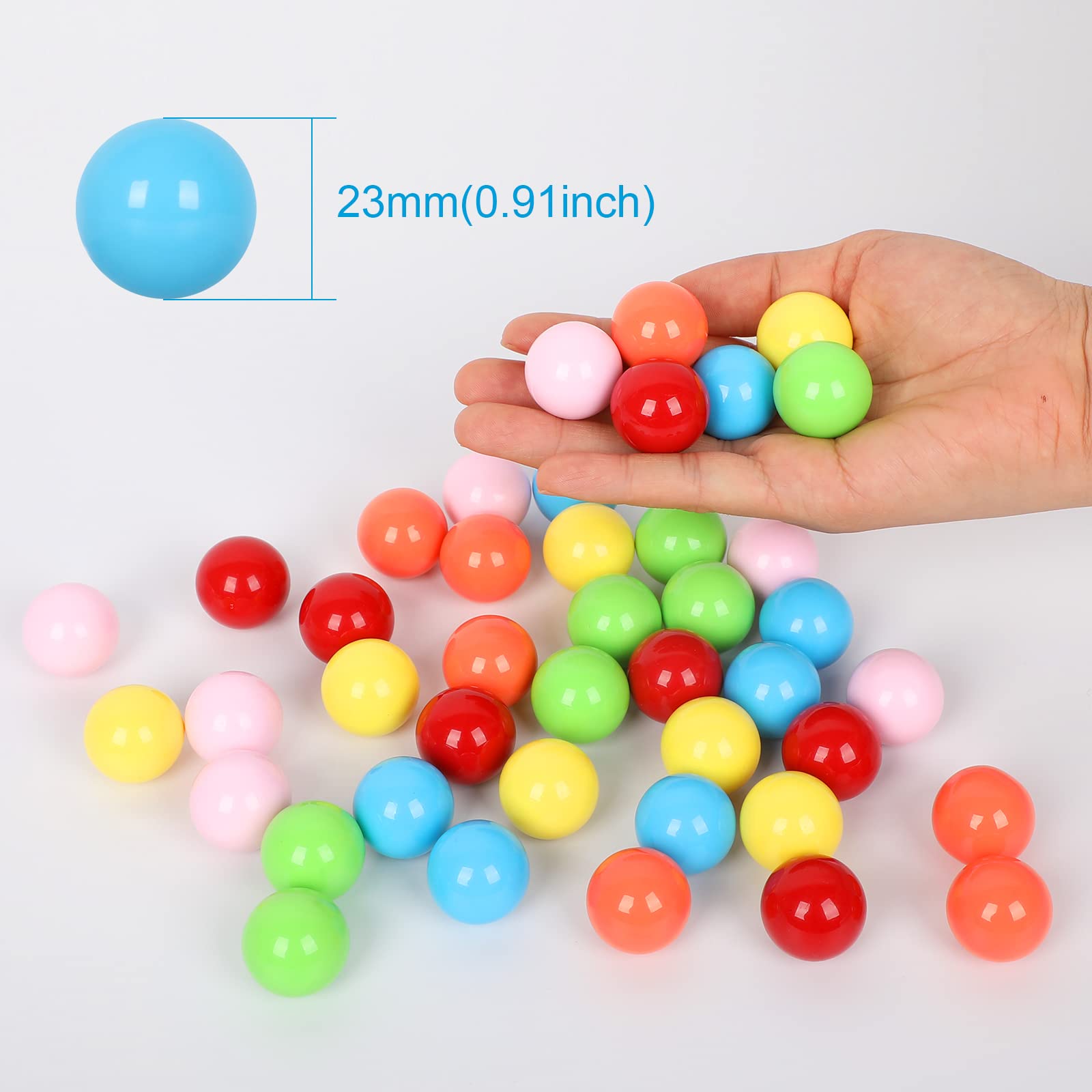 Laviesto 42-Piece Acrylic Marble Set, 23mm (0.91 Inch) Replacement Balls for Chinese Checkers, Aggravation, Wahoo, and Board Games, 6 Colors in Plastic Box