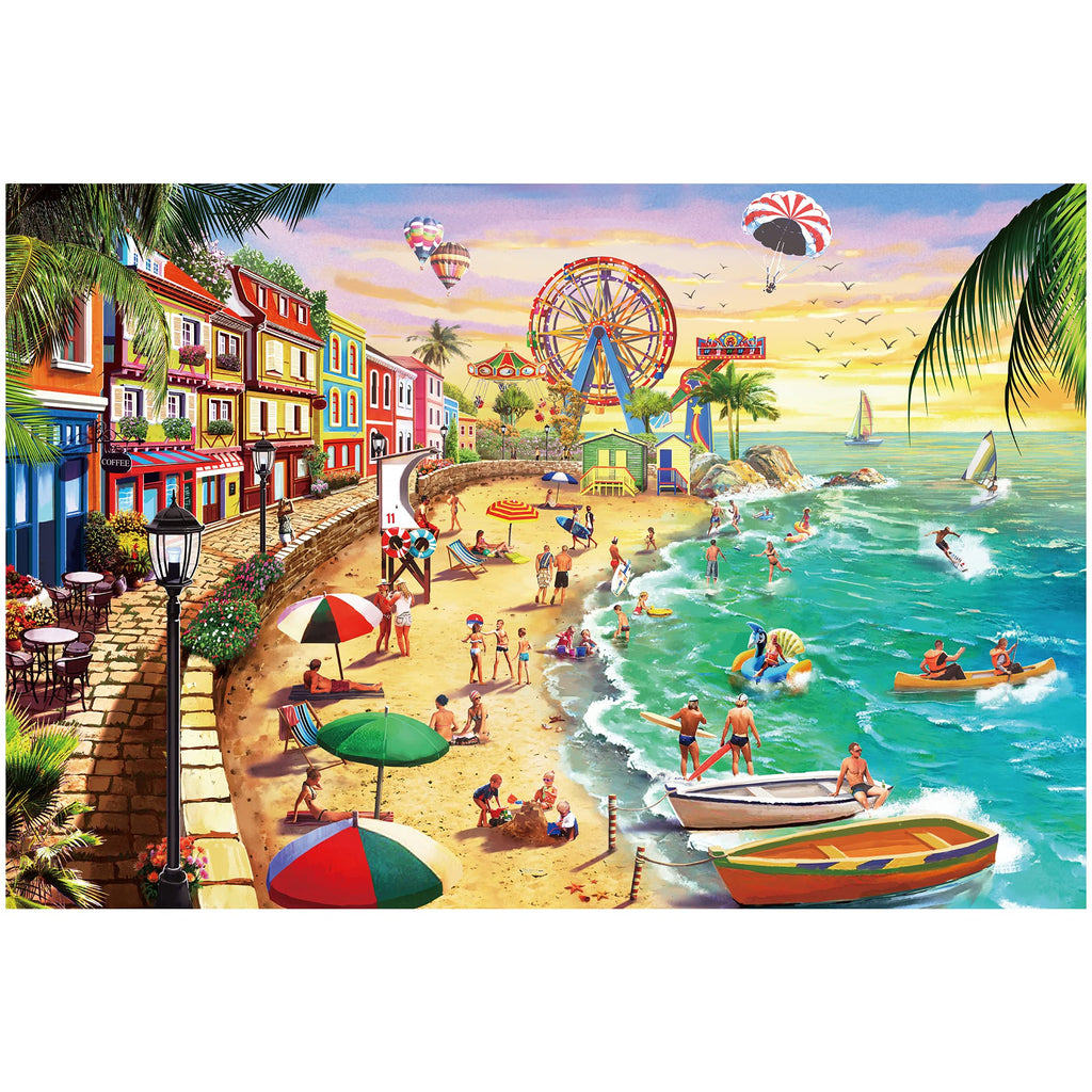 Lavievert 1000 Piece Beach Jigsaw Puzzle – Thick Cardboard, Unique Cut, Family Fun