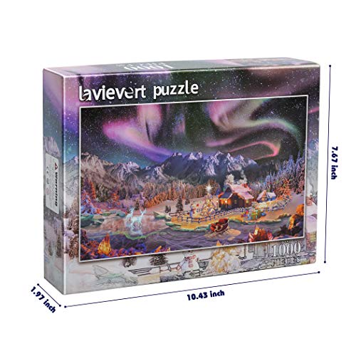 Lavievert 1000-Piece Christmas Wonderland Jigsaw Puzzle – Snowy Night, Aurora, and More