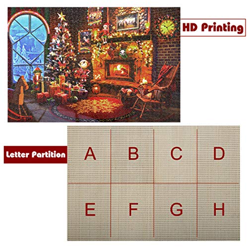 Lavievert 1000 Piece Wooden Jigsaw Puzzle - Christmas Fireplace Scene, 29.5x19.7 Inches