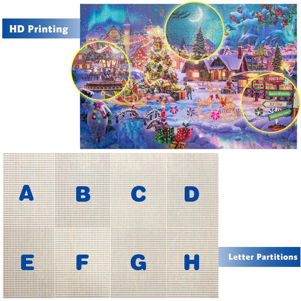 Lavievert 1000-Piece Wooden Jigsaw Puzzle – Christmas Tree, Snowman, Deer & Presents on Snowy Eve