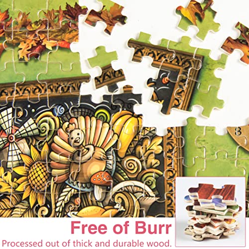 Lavievert 1000-Piece Wooden Jigsaw Puzzle: Thanksgiving Dinner – Turkey, Pumpkin Pie