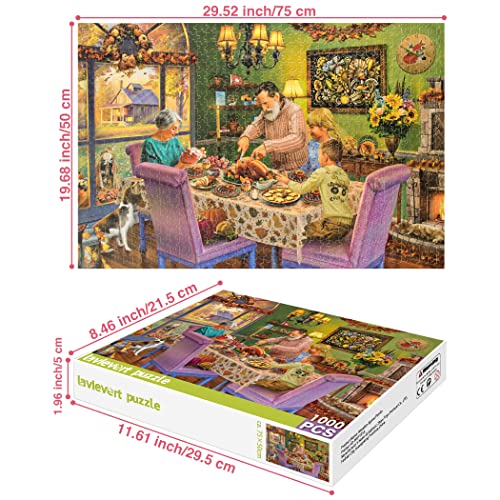 Lavievert 1000-Piece Wooden Jigsaw Puzzle: Thanksgiving Dinner – Turkey, Pumpkin Pie