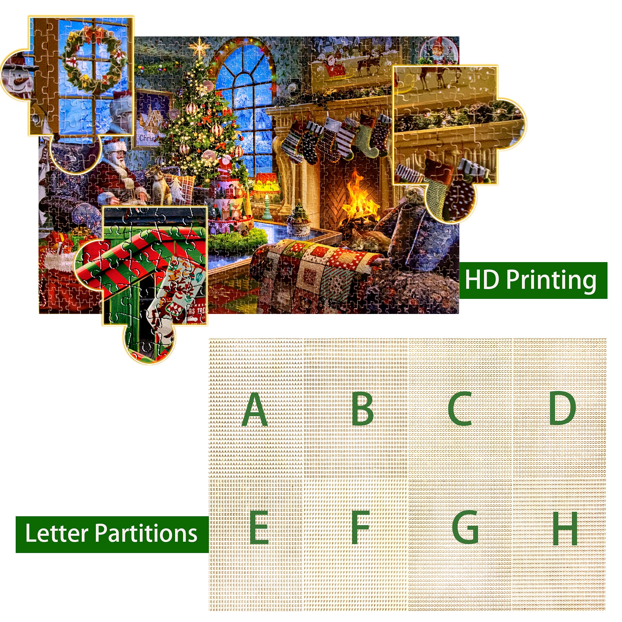 Lavievert Wooden Jigsaw Puzzle 1000 Piece – Santa, Fireplace & Christmas Tree Scene for Adults