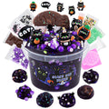 LAWOHO 300ml Black Cat Slime Kit – Dark Purple Clear Slime with Clay, Add-Ins, and Charms for DIY Butter Slime