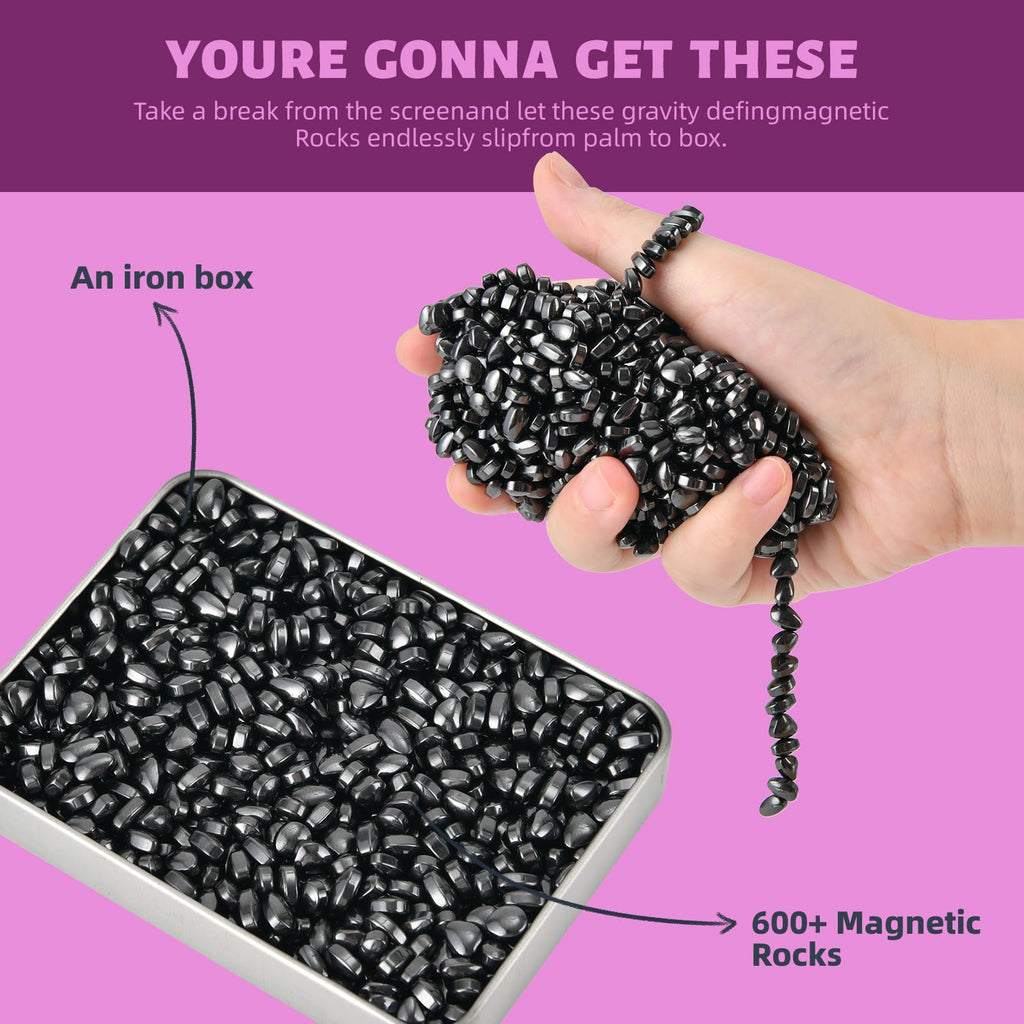 LCVUUK Ferrite Rocks - Over 600 Weak Magnetic Smooth Pebbles Desk Toy for Adults