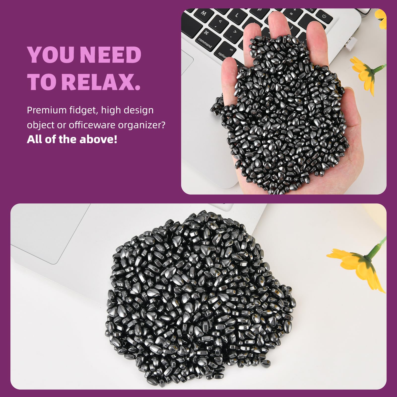 LCVUUK Ferrite Rocks - Over 600 Weak Magnetic Smooth Pebbles Desk Toy for Adults