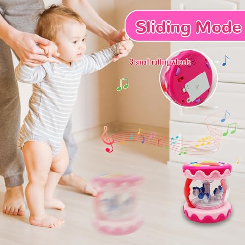 LDRYWW Musical Light-Up Hand Drum for Baby Girls 18+ Months - Pink