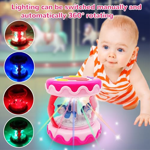 LDRYWW Musical Light-Up Hand Drum for Baby Girls 18+ Months - Pink