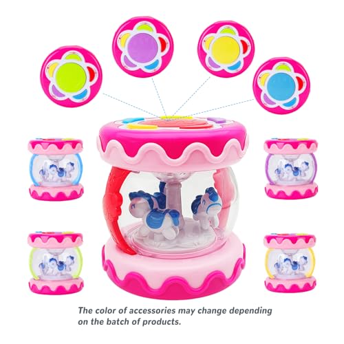 LDRYWW Musical Light-Up Hand Drum for Baby Girls 18+ Months - Pink