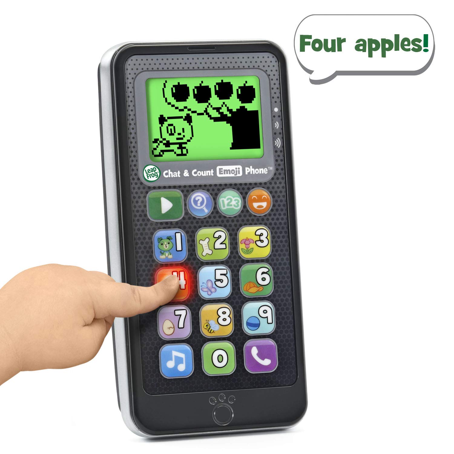 LeapFrog Chat and Count Emoji Phone - Black Toddler Toy with Numbers, Videos, and Pretend Calls