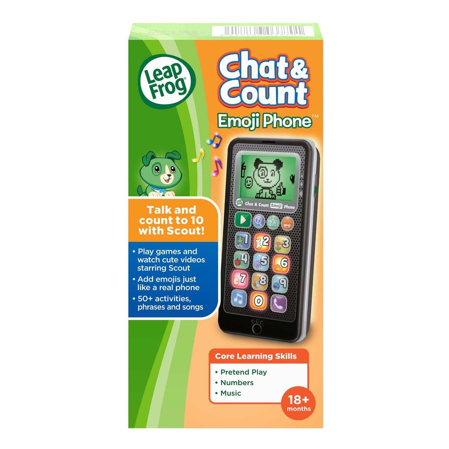 LeapFrog Chat and Count Emoji Phone - Black Toddler Toy with Numbers, Videos, and Pretend Calls