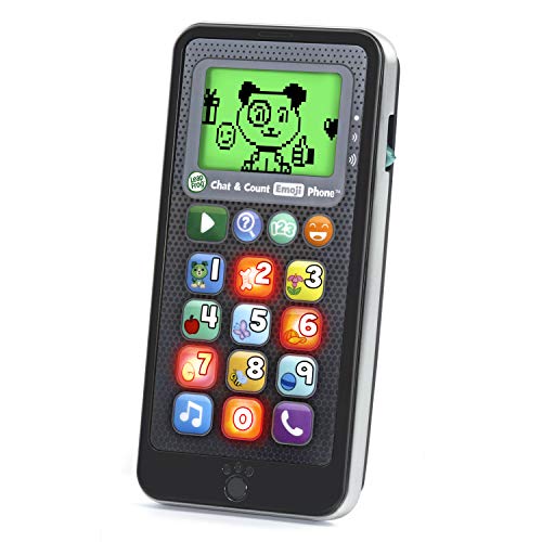 LeapFrog Chat and Count Emoji Phone - Black Toddler Toy with Numbers, Videos, and Pretend Calls