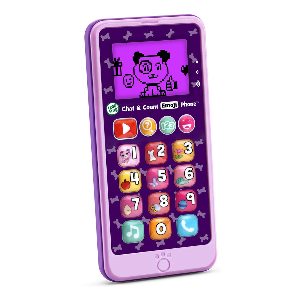LeapFrog Chat and Count Emoji Phone - Purple Pretend Smartphone for Toddlers