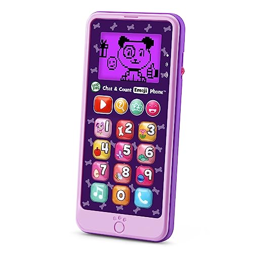 LeapFrog Chat and Count Emoji Phone - Purple Pretend Smartphone for Toddlers