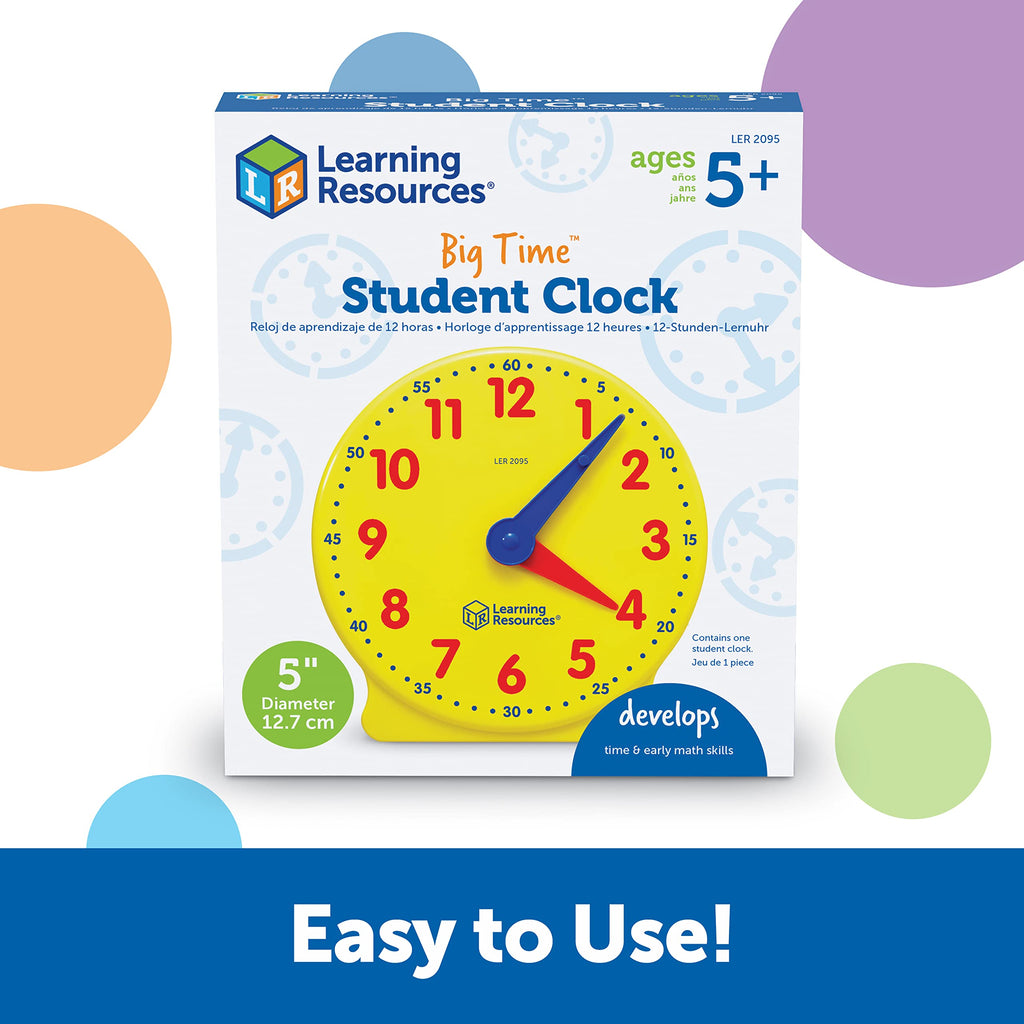 Learning Resources Big Time Student Clock: Analog Teaching Clock for Ages 5+