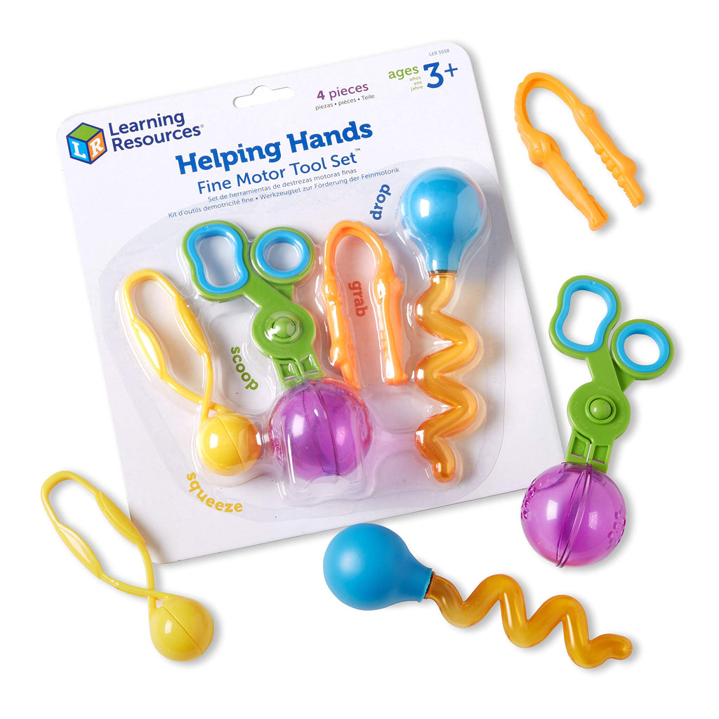 Learning Resources Helping Hands Fine Motor Tool Set – 4-Piece Sensory Toy Set for Toddlers Ages 3+
