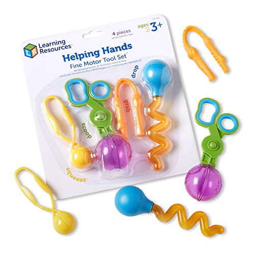 Learning Resources Helping Hands Fine Motor Tool Set – 4-Piece Sensory Toy Set for Toddlers Ages 3+