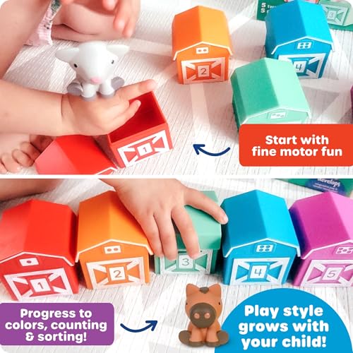 Learning Resources Peekaboo Learning Farm – Toddler Animal Toys with Finger Puppets, Counting & Sorting