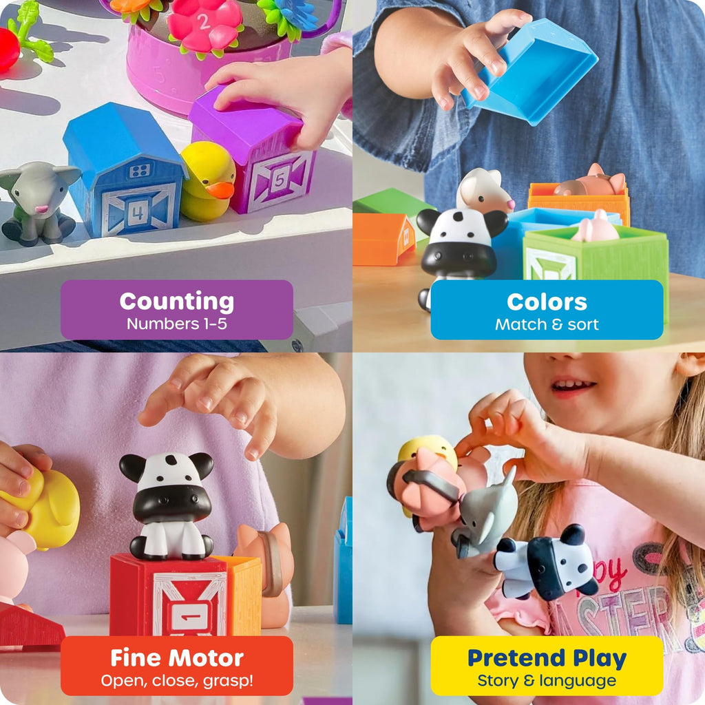 Learning Resources Peekaboo Learning Farm – Toddler Animal Toys with Finger Puppets, Counting & Sorting