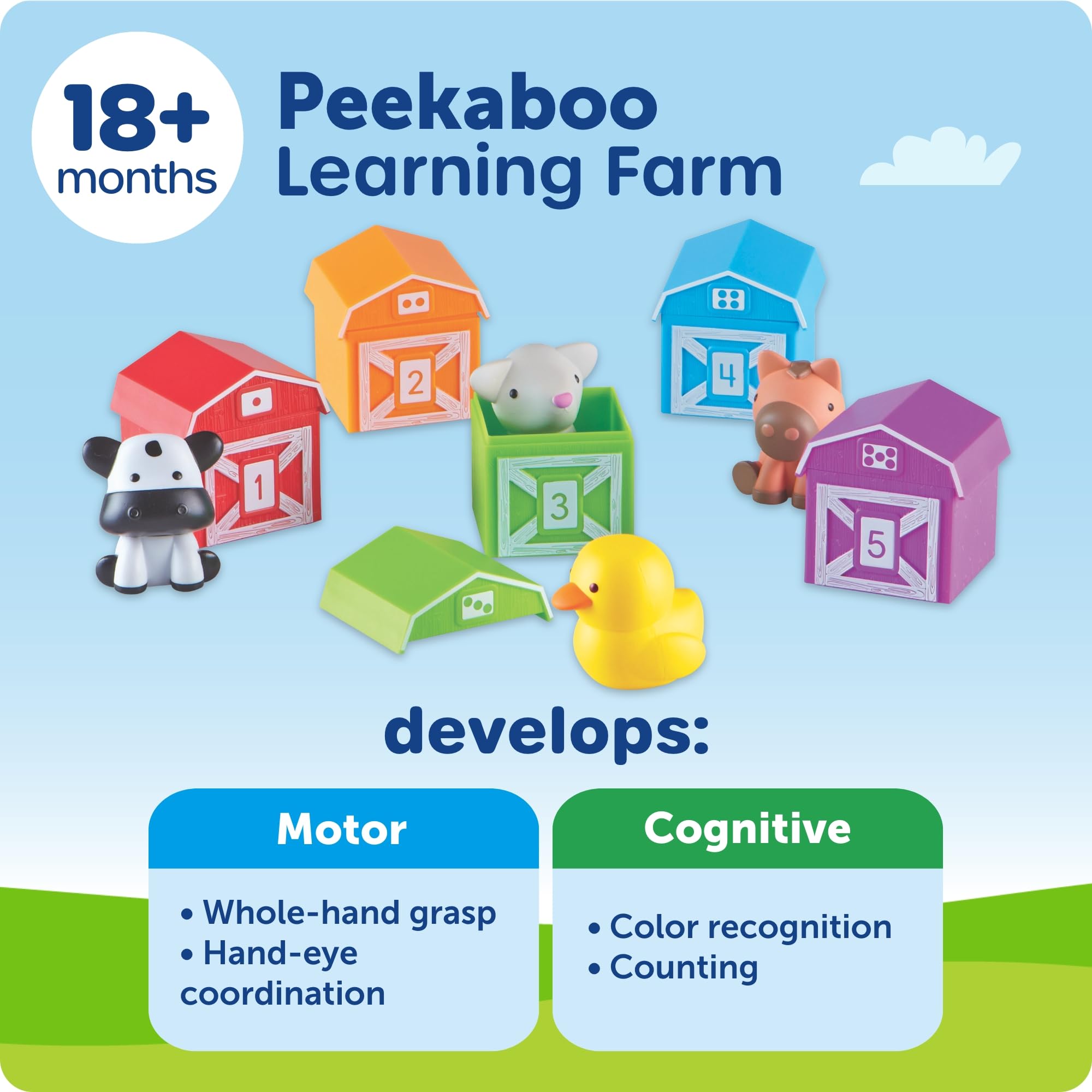 Learning Resources Peekaboo Learning Farm – Toddler Animal Toys with Finger Puppets, Counting & Sorting