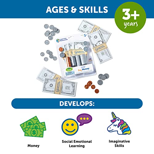Learning Resources Pretend & Play Money Set – 150 Piece Toy Currency with Bills and Coins for Teaching Money Skills